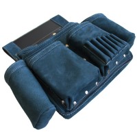 【ARDEXオリジナルモデル】ヌバック釘袋 Wポケット(W墨壷ホルダー仕様) 6型 藍色の3枚目
