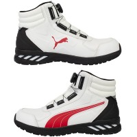 安全靴 ライダー2.0 ホワイト&レッド 26.0cm ディスク ミッドカット 布バッグ付の4枚目