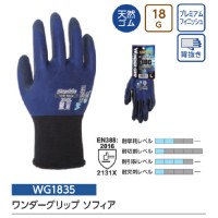 天然ゴムコーティング手袋 WONDER GRIP ソフィア ネイビー Mサイズ 取寄品の4枚目